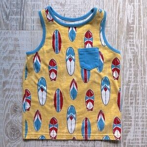 Oshkosh Yellow Racerback Tank Top Surf Board Pocket Summer Print Sz 4T Casual